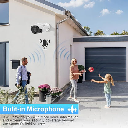4MP PoE Camera, Wired IP Bullet Security Surveillance Camera Waterproof IP67, Night Vision 100ft, 2.8mm Lens Wide Angle 110°, Built-in Mic, AI Human Vehicle Detection, INB4FR37E(White)