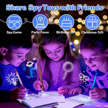 JoyCat 24 Pcs Invisible Ink Pens with UV Light for Kids with Notebooks,Spy Pen Magic Markers for Secret Message,Class Prizes for Students Bulk,Birthday Gift for Boys Girls
