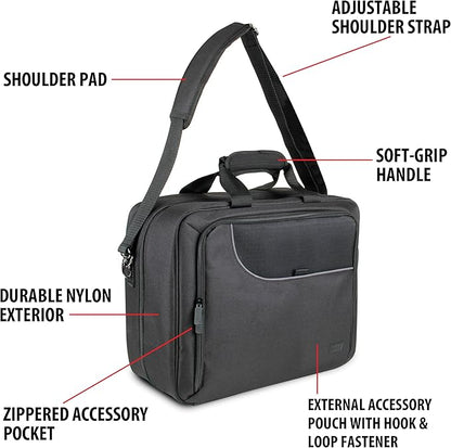 USA Gear Projector Carrying Case, Customizable Scratch Resistant Interior, HDMI Projector Bag Compatible with Epson, Benq and More Bluetooth (15 x 12 x 3 inches) - Black