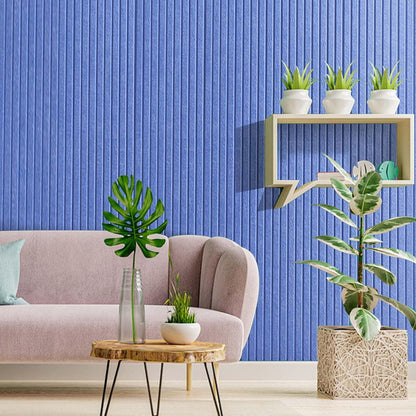 Large Cork Board for Office, 8 Pack Felt Wall Tiles with Slat Wall Paneling and Safe Removable Adhesive Tabs, Felt Bulletin Board Pin Board Cork Boards for Walls (Blue)