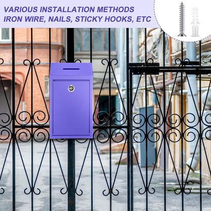 Metal Donation Cash Box Collection Safe Suggestion Box with Lock Wall Mounted Mailbox Delivery Ballot Container for Home Office Outdoor Door