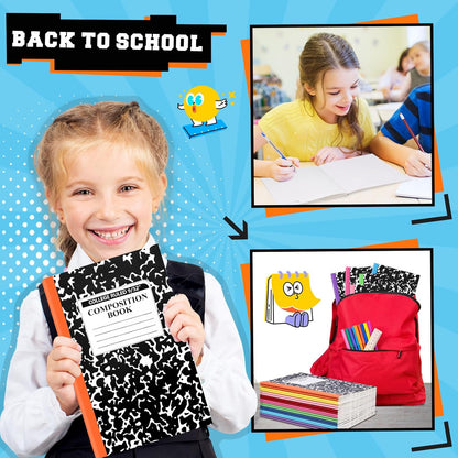 Fainne 100 Pack A5 Composition Notebooks Bulk College Ruled Composition Notebooks Marble Covers Notebook for Student Classroom Office Supplies 30 Sheet/60 Page(Multicolor Spine)