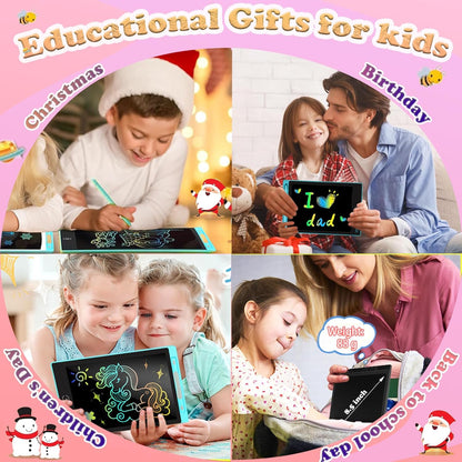 2 Pack LCD Writing Tablet for Kids 8.5 Inch Colorful Toddler Drawing Board Kid Travel Games Activity Learning Doodle Board Toys Gift for Age 3 4 5 6 7 8 Year Old Girls Boys(Black+Red)