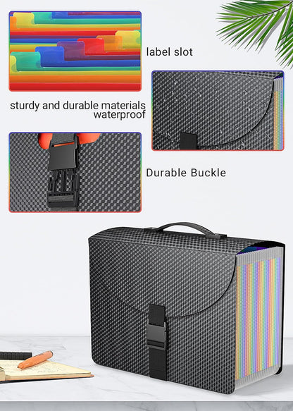 25 Pockets Expanding File Folder with Handle,Expandable File Organizer,Portable Accordion File Organizer A4 Letter Size,Adjustable Strap,Perfect Filing Folders for Documents,Colored Tabs