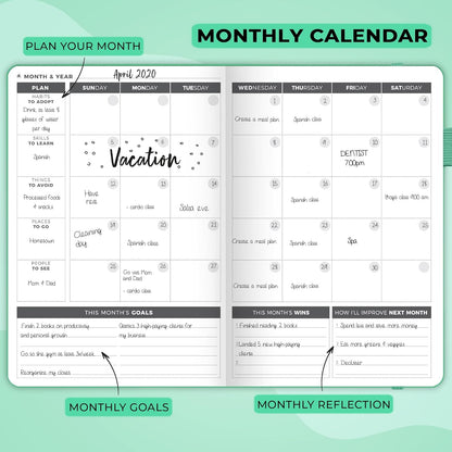 Clever Fox Planner – Undated Weekly & Monthly Planner for Productivity, Time Management & Goals – Organizer Journal – A5 (Emerald)