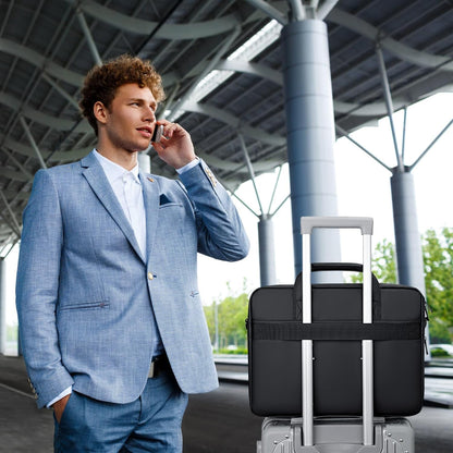 RAINYEAR 15.6 Inch Laptop Bag Laptop Shoulder Bag for Men, Expandable Waterproof Laptop Messenger Bag Large Capacity Computer Laptop Briefcase with Pockets for Travel Business Work Office, Black