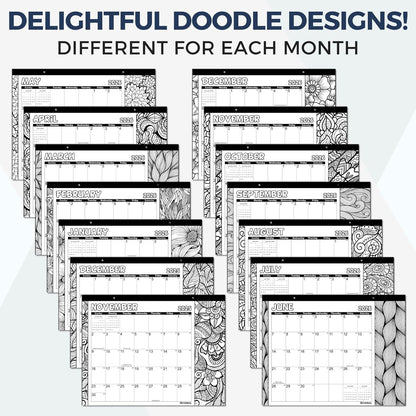 CRANBURY Coloring Desk Calendar 2026, 13.25x17" Doodle Deskpad Calendar or Large Hanging Wall Planner, Includes Planner Stickers, 14 Months, Use Nov 2025 to Dec 2026