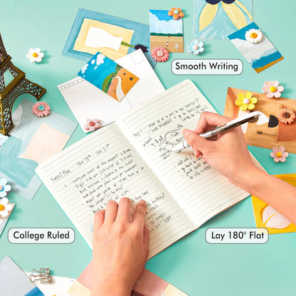 feela 8 Pack Soft Cover Journal Bulk, Notebooks College Ruled for Work, Lined Travel Journal for Women Men, Note Taking Notebook School Supplies Business Writing, 8.2” x 5.5”, A5, Emerald