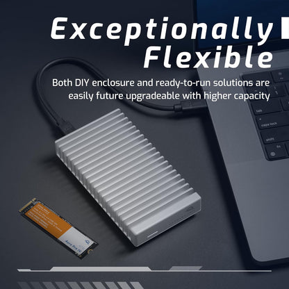 OWC Express 1M2 80Gb/s Portable NVMe SSD USB4 (Thunderbolt Compatible/USB-C) Ultra Fast External SSD Drive with Aluminum Heat Sink Enclosure (Enclosure Only)