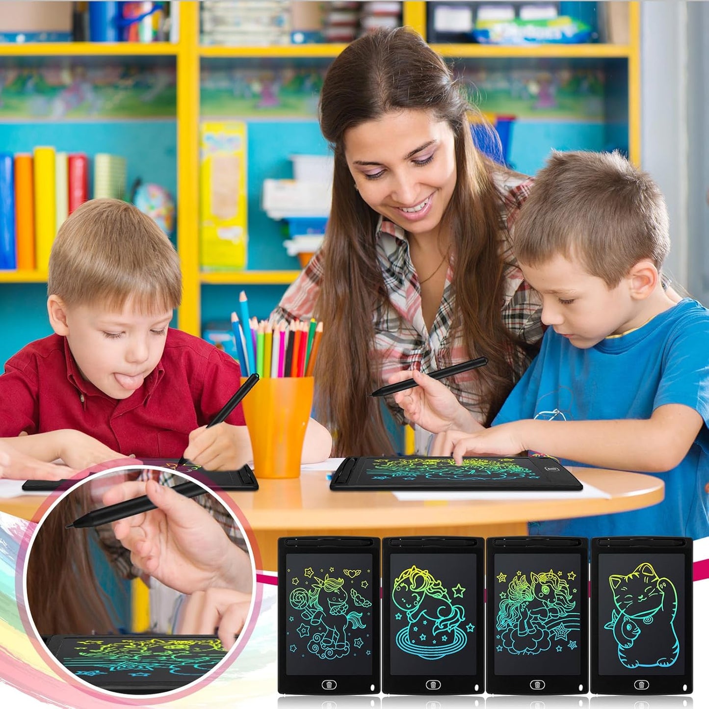 Zhehao 20 Pack LCD Writing Board for Kids, 8.5 Inches Doodle Reusable Screen Drawing Pad Erasable Painting Pads Educational Toy for 3-8 Years(Black)