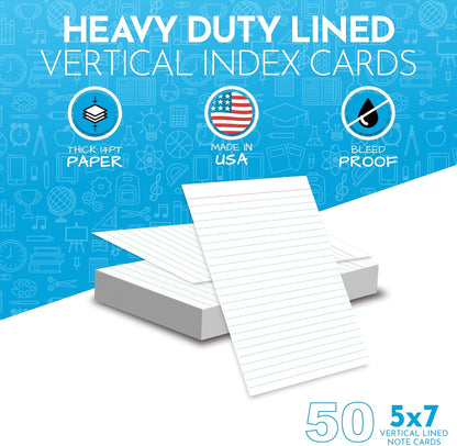 Home Advantage Vertically Ruled White Index Cards, Note Cards