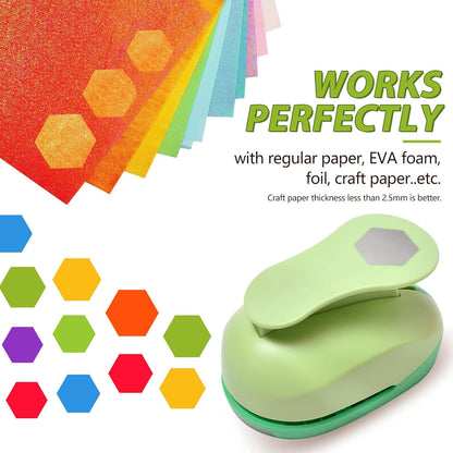 UCEC 2.75 Inch Hexagon Paper Punch for Scrapbooking and Card Making – Heavy Duty Craft Punch for 80 lb Cardstock – Large Geometric Punch with Ergonomic Handle and Safety Lock