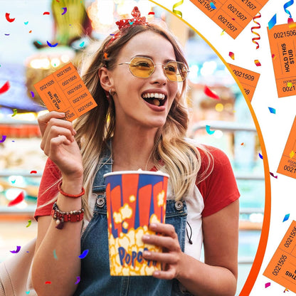 Kosiz 1000 Sheets 5 Bid Raffle Ticket Sheets Chinese Auction Tickets Numbers for Basket Events and Silent Auctions (Orange)