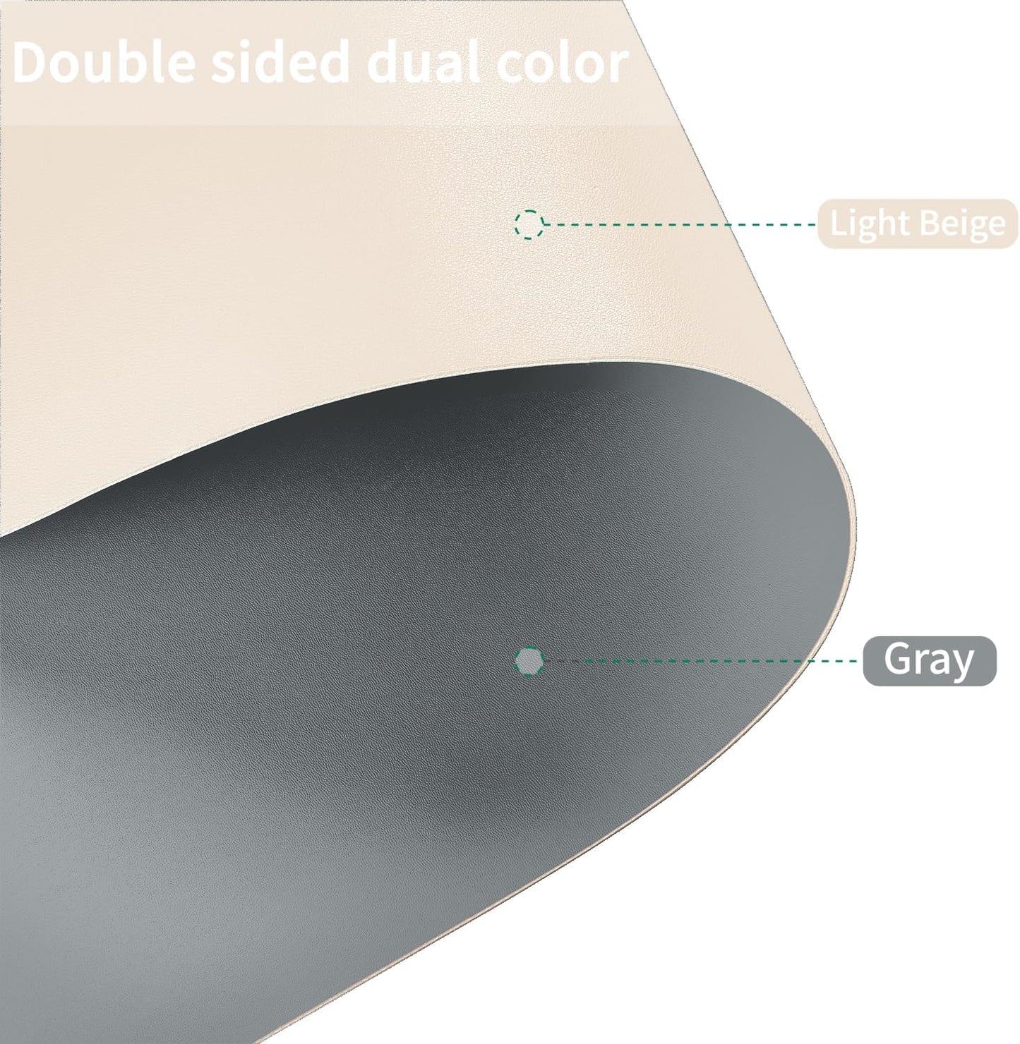 Leather Desk Mat,1.8mm Thick,12x60 Inch Desk Cover,Desk Protector Mat,Dresser Cover Top,Vanity Protector Mat,Vanity Cover,Vanity Cover Top Protector(Off White+Light Gray,12×60)