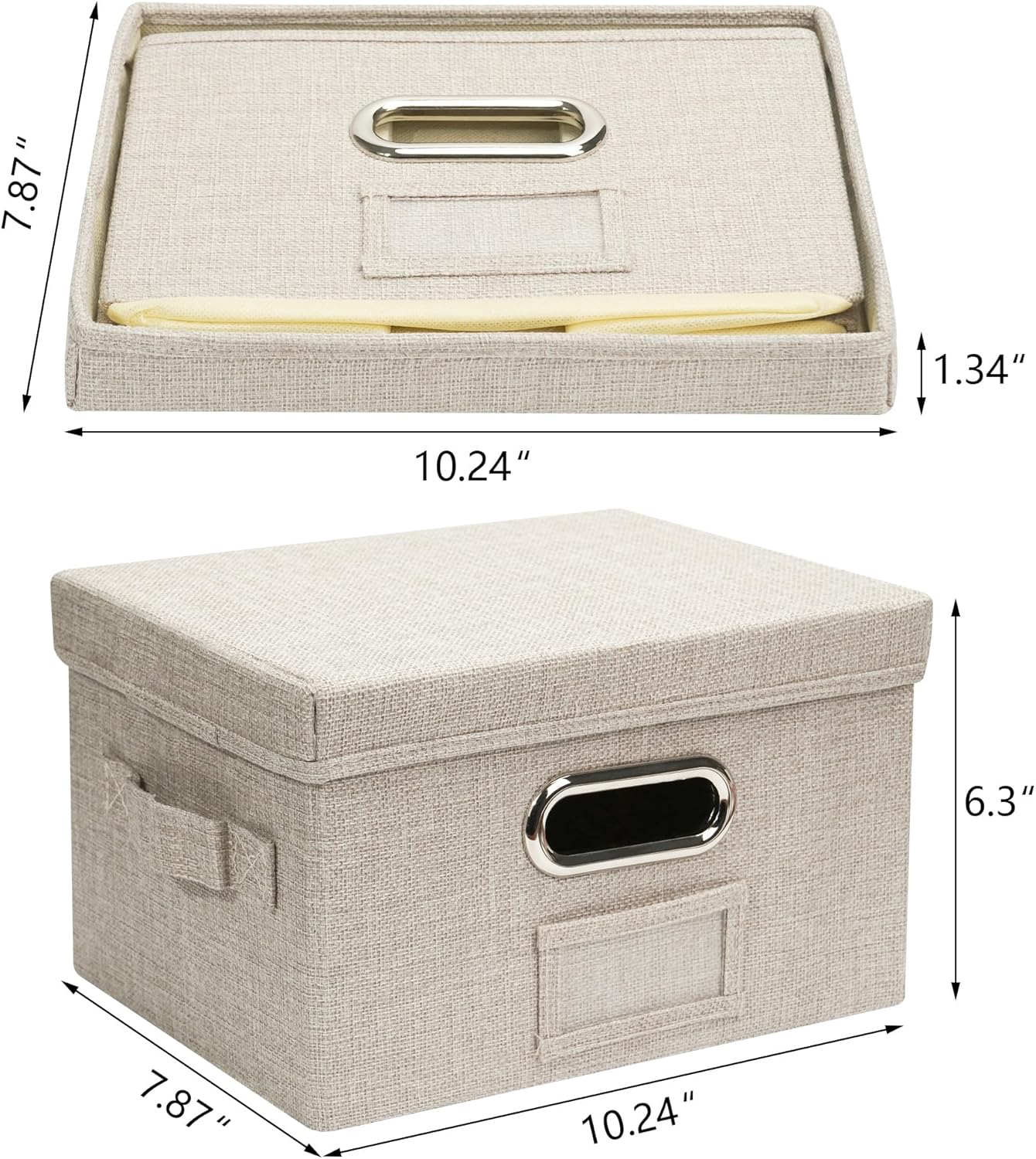 Greeting Card Organizer and Storage Box with 20 Pcs Adjustable Dividers, Storing Cards with 84 Pcs Labels Perfect for Storing Greeting Cards, Envelopes, Photos 2 Pack Beige