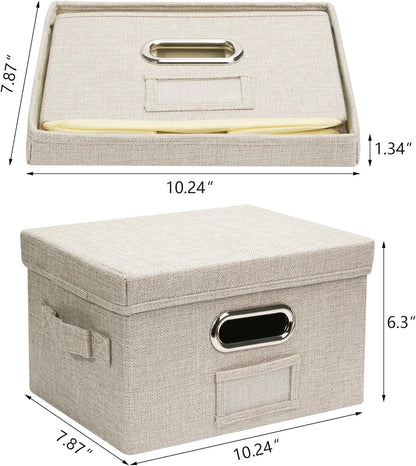 Greeting Card Organizer and Storage Box with 20 Pcs Adjustable Dividers, Storing Cards with 84 Pcs Labels Perfect for Storing Greeting Cards, Envelopes, Photos 2 Pack Beige