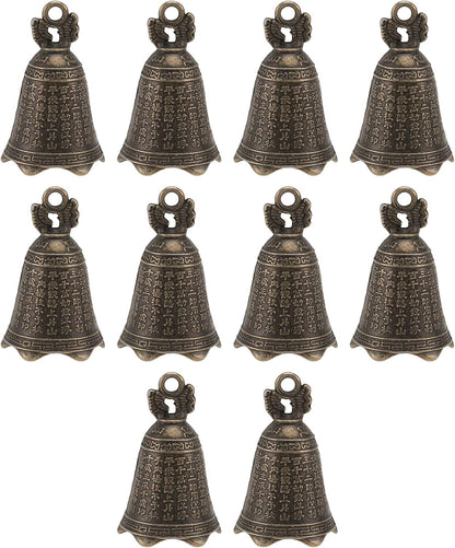 DOITOOL 10Pcs Vintage Bell Iron Bell Charm Craft Retro Bell Figurine Mini Jingle Bell Feng Shui Bell for DIY Wind Chimes Doorbell Keychain Pendants