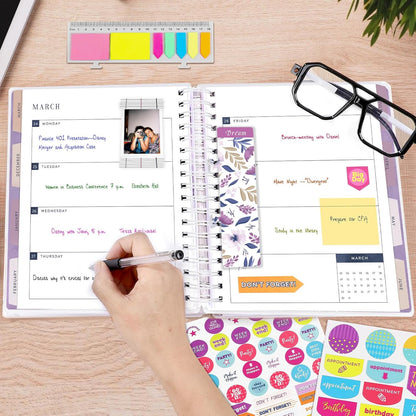 Planner 2025-2026, 18 Months Large Academic Daily Weekly Monthly Planner Organizer, July. 2025 - Dec. 2026, 8.5x9.8" Agenda with Page Tabs, Separator Page, Pocket Folder, Bookmark, Stickers & Sticky Note Set