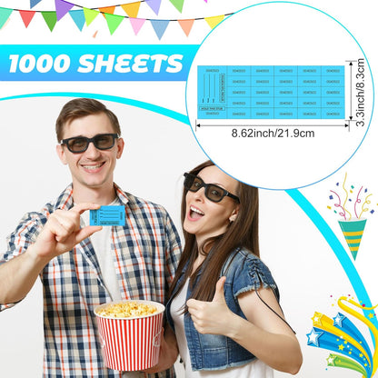 Kosiz 1000 Sheet 25 Bid Raffle Tickets Chinese Auction Tickets Sheets Auction Fundraiser Ticket Numbered with Name and Phone Number Per Sheet Raffle Tags for Silent Auction(Lake Blue)