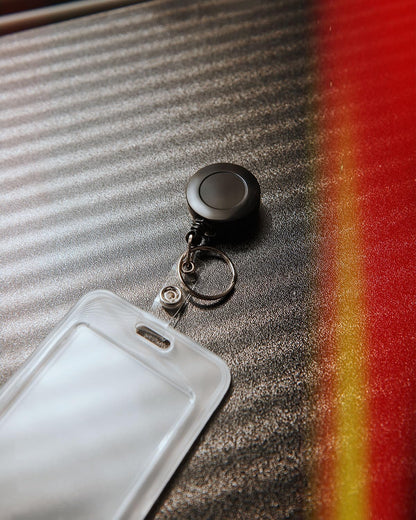 2 Pack Badge Reels Retractable with Key Rings, ID Badge Holder with 2 pcs Waterproof Extra Thick ID Card Holders, Belt Clip (Black)