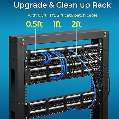 Rapink Patch Cables Cat6 5ft (24 Pack), Ethernet Patch Cable 10G Support, Cat 6 Patch Cable for Patch Panel to Switch, Flexiable Cat 6 Ethernet Cable with Gold Plated Black