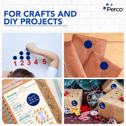 Perco Dark Blue 2-Inch Round Circle Dot Sticker Labels - Multi-Roll Pack (3 Rolls, 500 Labels Each) - Permanent Adhesive, Vibrant Colors, Strong Hold - Perforated for Easy Use - Made in USA