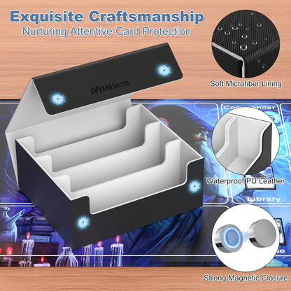 Mlikero Card Deck Case for Trading Cards 1800+, Trading Card Storage Box for Magnetic Card Holder and Hard Plastic Card Protectors, Leather Magnetic Closure Deck Box Fit for MTG, TCG