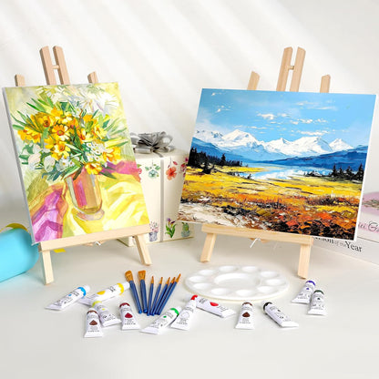 ESRICH 6 Pack 16in Wood Easels,Tabletop Easel for Painting,Painting Party, Displaying Canvases, Kids Student Table School Desktop, Portable Canvas Photo Picture Sign Holder