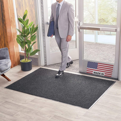 Consolidated Plastics Brush Dry Rug - Made in USA, Heavy-Duty Commercial DoorRug for Indoor/Outdoor Entryways, Non-Slip Backing for High-Traffic Areas (3' W x 5' L, Charcoal)