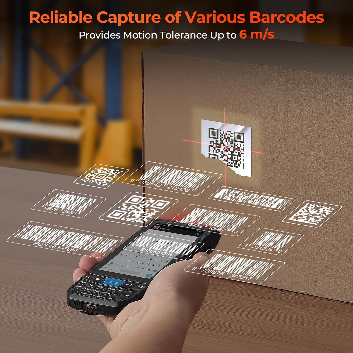 MUNBYN Android 13 Handheld Scanner, Android Barcode Scanner, 4GB+64GB, Equip with N6703 1D & 2D QR Bar Code Scan Engine, IP66 for Warehouse & Logistics, 035Pro