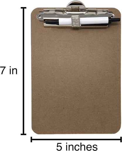 Trade Quest Mini Clipboard 5'' x 7'' Pen Holder Clip (Pack of 6) (Pen Included)