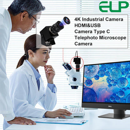 ELP 4K USB HDMI Camera Manual Zoom Webcam - Variable Focus H.264 Telescope USB Security Mini Close-up for Computer - 8mp IMX415 Industrial CCTV (2.8-12mm 4X Zoom Lens)