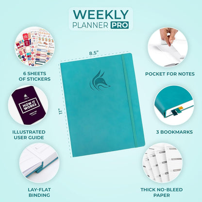 Clever Fox Planner PRO – Weekly & Monthly Life Planner to Increase Productivity, Time Management and Hit Your Goals, 8.5x11″ (Turquoise)