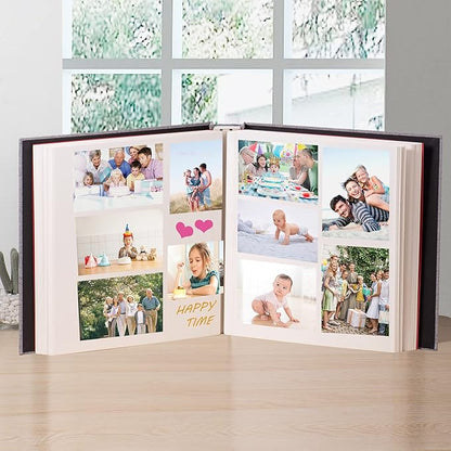 Large Photo Album Self Adhesive 4x6 5x7 3x5 8.5x11 Scrapbook Magnetic Album DIY Scrap Book Length 13 x Width 12.8 (Inches) 120 Sticky Pages Linen Cover DIY Photo Album (Grey)