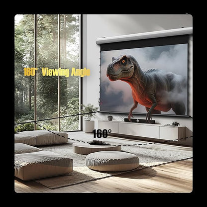 FlowArc Deluxe Smart Motorized Drop Down Screen Gray Crystal,White Aluminium Casing Ceiling/Wall Mount, 3D Enhanced,Compatible Lumen up to 1800 ANSI Standard/Telephoto Projector (133")