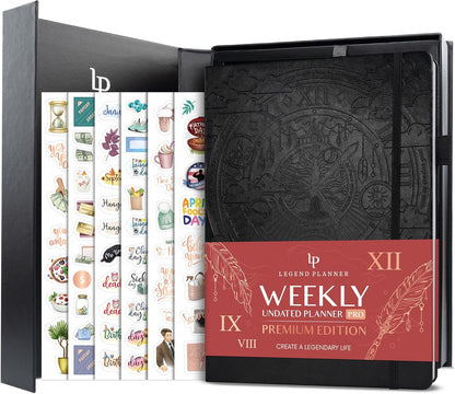 Legend Planner PRO Premium – Large Undated Weekly, Monthly & Budget Planner with Habit Tracker – Life Organizer for Time & Task Management, Goal Setting & Productivity – A4 size (Black)