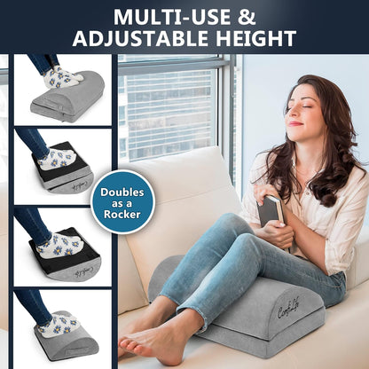 ComfiLife Foot Rest for Under Desk at Work – Adjustable Desk FootRest for Office Chair, Gaming Accessories – Ergonomic Teardrop Design for Back, Hip & Leg Pain Relief – 100% Memory Foam (Gray)