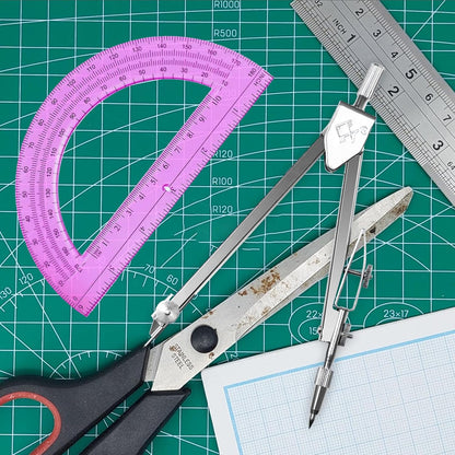 Students Geometry Math Set, Drawing Compass and 6 Inch Transparent Swing arm Protractor 180 Degree Math Protractor (Pink)