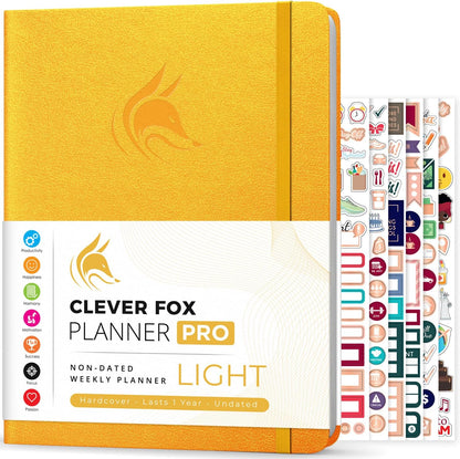 Clever Fox Planner PRO Light – Weekly & Monthly Life Planner to Increase Productivity, Time Management and Hit Your Goals, 8.5x11″ (Amber Yellow)
