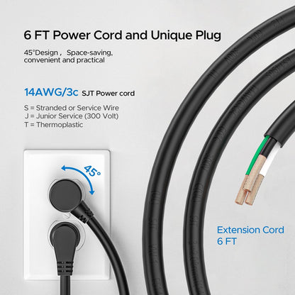 CRST 6 Outlet Surge Protector Power Strip 2100J with Switch, 15A/1875W Metal Heavy Duty Power Strip, Wide Spaced Wall Mount Power Bar for Garage Worshop Home School, 6 FT Cord（ Black+Yellow）