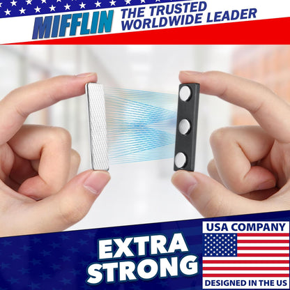 Mifflin-USA Name Tag Magnets (100 Magnets, 1.75 x 0.5 inches), Name Tag Magnet Backs w/ 3 Extra-Strong Neodymium for ID Badge Holders