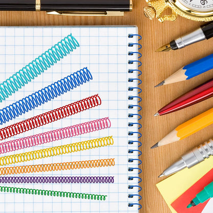 120 Pack Plastic Spiral Binding Coils Binder Binding Spirals Rings 8 Size Spiral Binding Wire Combs Spines Coils, 4:1 Pitch, 1/4 5/16 3/8 1/2 9/16 5/8 3/4 7/8 Inch (Multicolor)