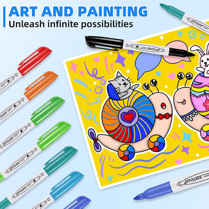 Permanent Markers Assorted Colors Set, 8 Colored Markers 8 Pack, Fine Point，Works on Wood, Plastic, Metal, and More, for Adults, Artist, Taecher, Kids