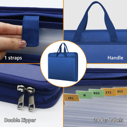 File Organizer Fireproof Expanding Accordion File Folder with Zipper Labels13 Pockets Document Organizer Holder Storage Box Bag for Business Office Receipt Home Travel