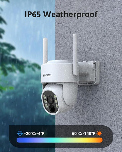 ANNKE 4MP Solar Security Cameras Wireless Outdoor, 5MP 4 Cam-Kit Home Security Camera System, 360°View, Color Night Vision, 2.4&5G WiFi, 2-Way Audio, AI Human Detection, Home Hub & 128GB Memory Card