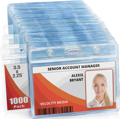Mifflin-USA Horizontal ID Name Badge Holder (Clear, 3.5x2.25 Inches, 1000 Pack), Waterproof and Resealable Plastic Card Holders