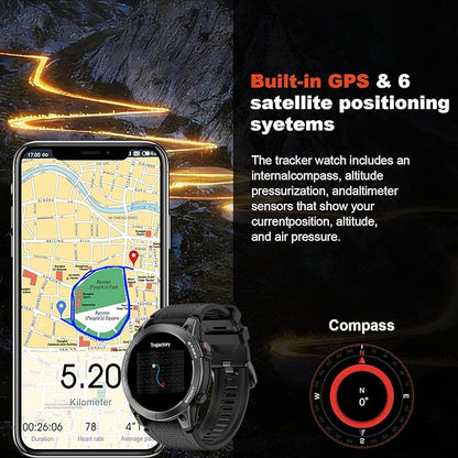 Smart Watch for Men GPS Fitness: 1.43" AMOLED Military Make Answer Call Running Digital Mens Watches Waterproof Smartwatch Android Phone iPhone Samsung Compatible Step Tracker SpO2 Heart Rate Monitor