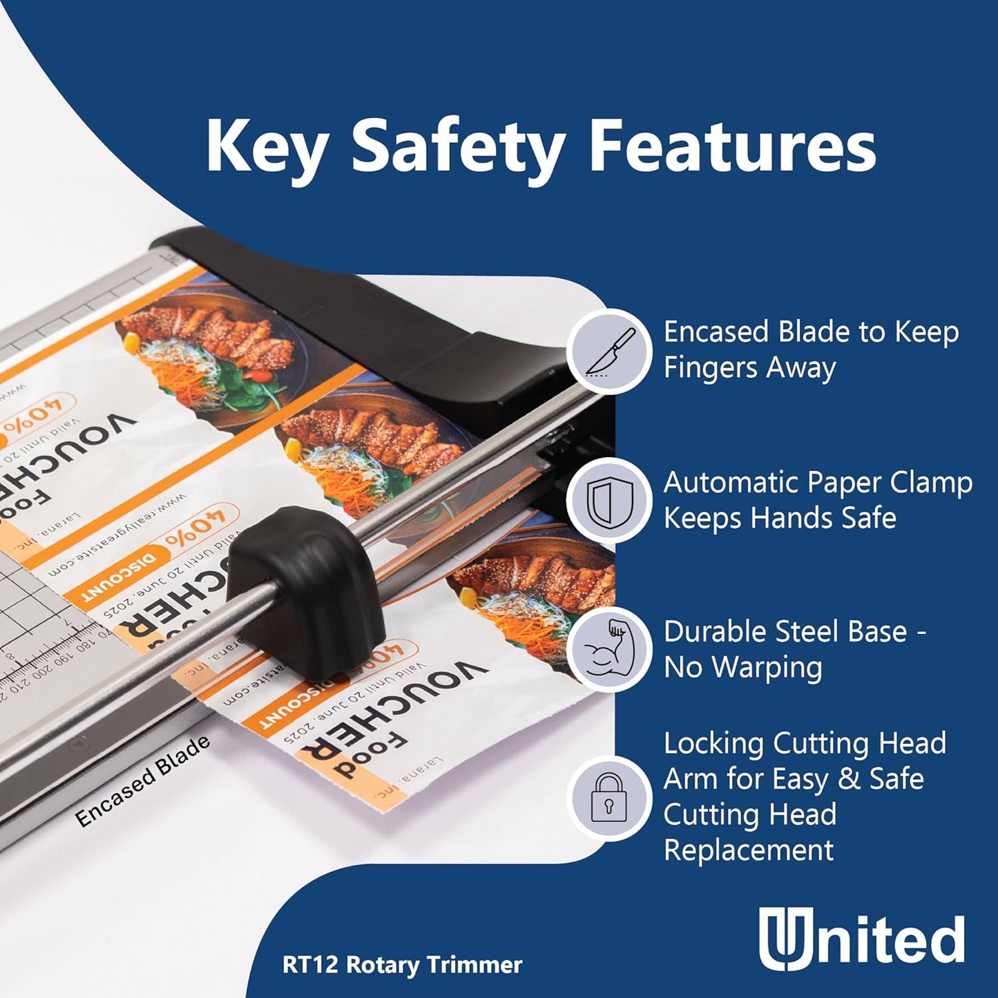 United Office Products RT12 Rotary Paper Trimmer, 12.5" Cut Length, 10 Sheet Capacity, Metal Base, Paper Cutter for Offices, Schools and Crafts