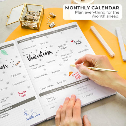 Clever Fox Planner PRO – Weekly & Monthly Life Planner to Increase Productivity, Time Management and Hit Your Goals, 8.5x11″ (Silver Black)