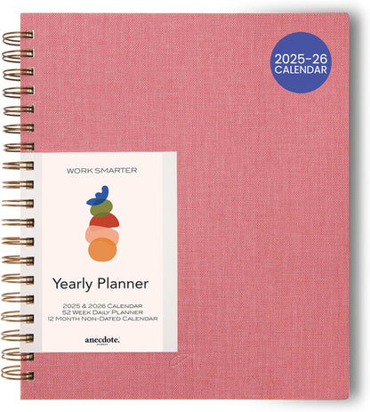 Anecdote Planner 2025 (8.5" x 10") Spiral Yearly Planner - 2025 Planner Weekly and Daily - Features a Library Buckram Cover, Brass and A4 Size Bleed-Resistant Paper - Organize All 52 Weeks. Start Anytime – Blossom
